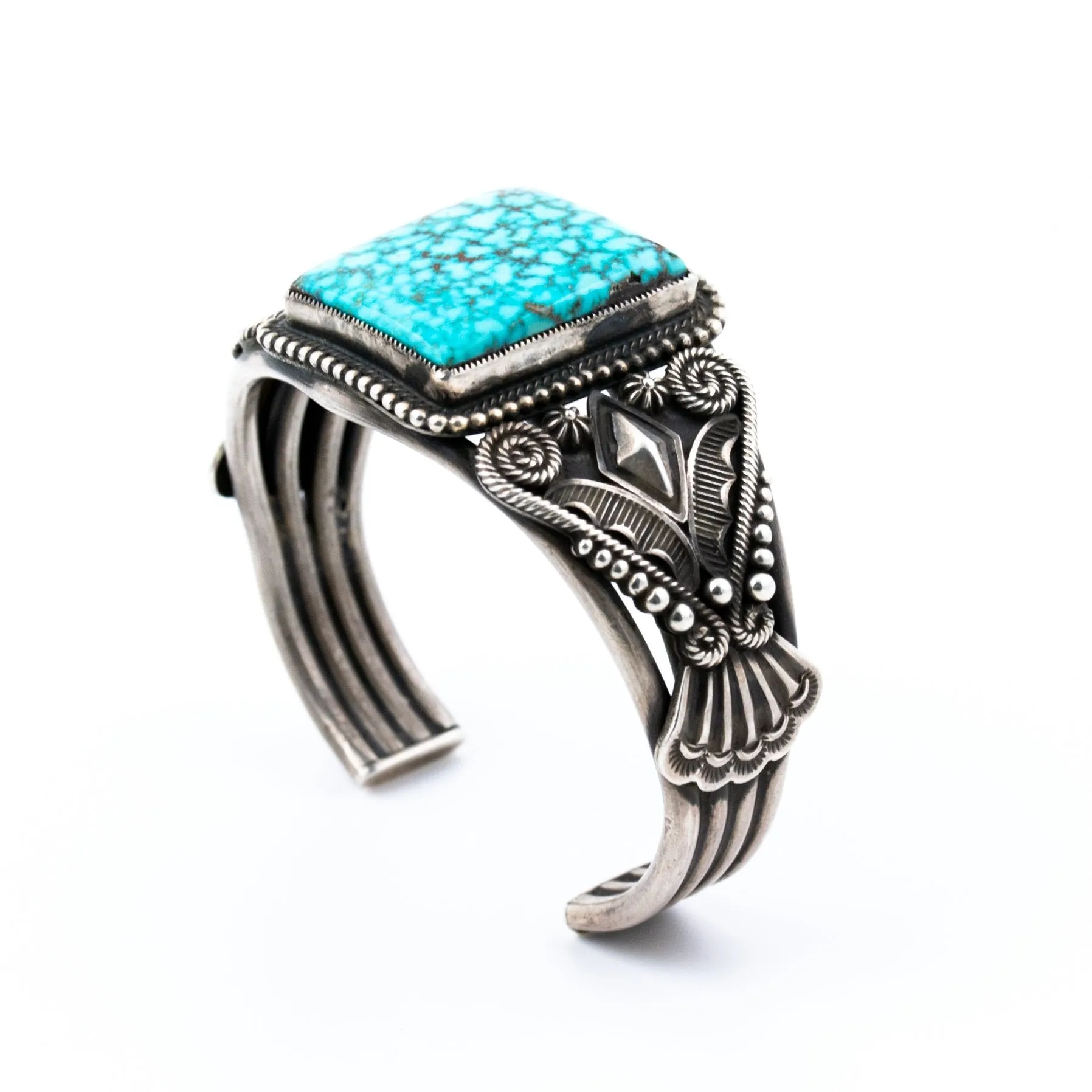 Squared Webby Kingman Turquoise Cuff