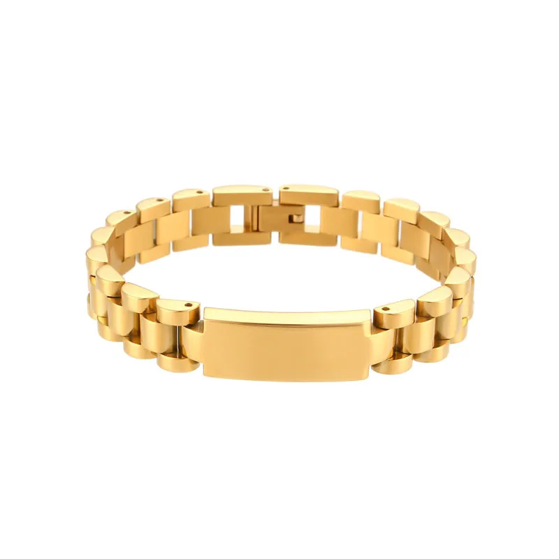 Stainless Steel Link Bracelets with Gem Stone Accents