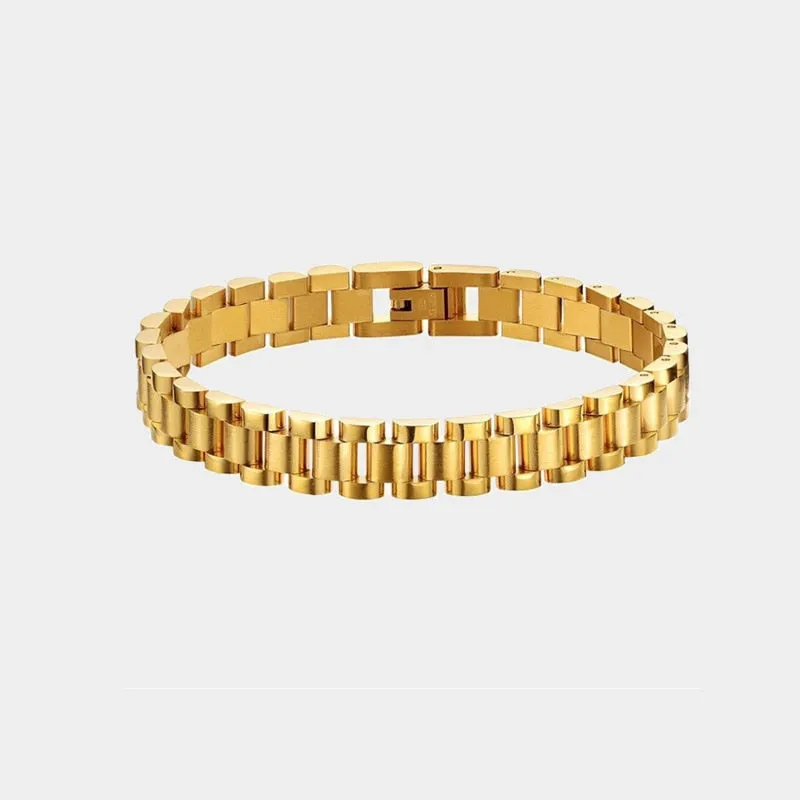 Stainless Steel Link Bracelets with Gem Stone Accents