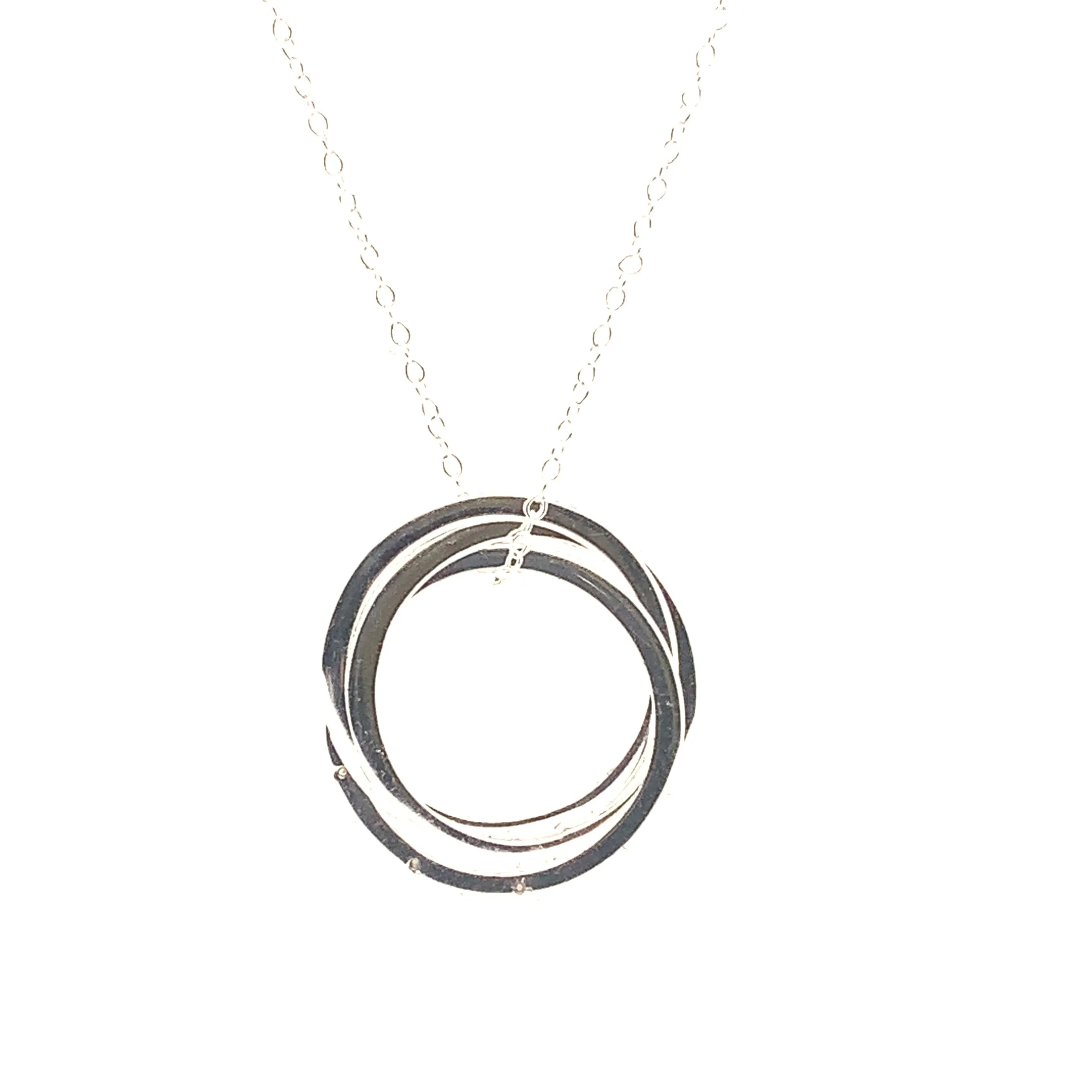 Sterling Silver and Cubic Zirconia Triple Circle Pendant