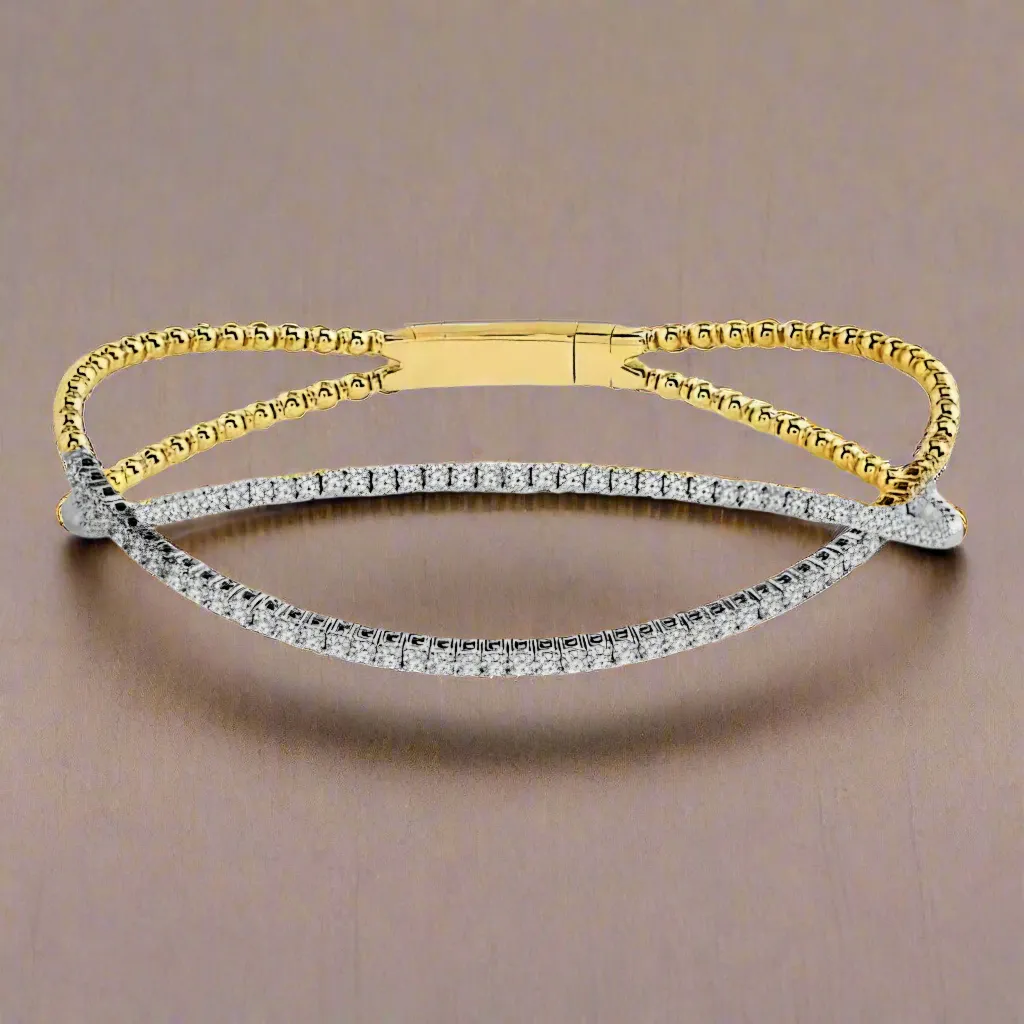 Sterling Silver Gold Plated Crossover CZ Bangle