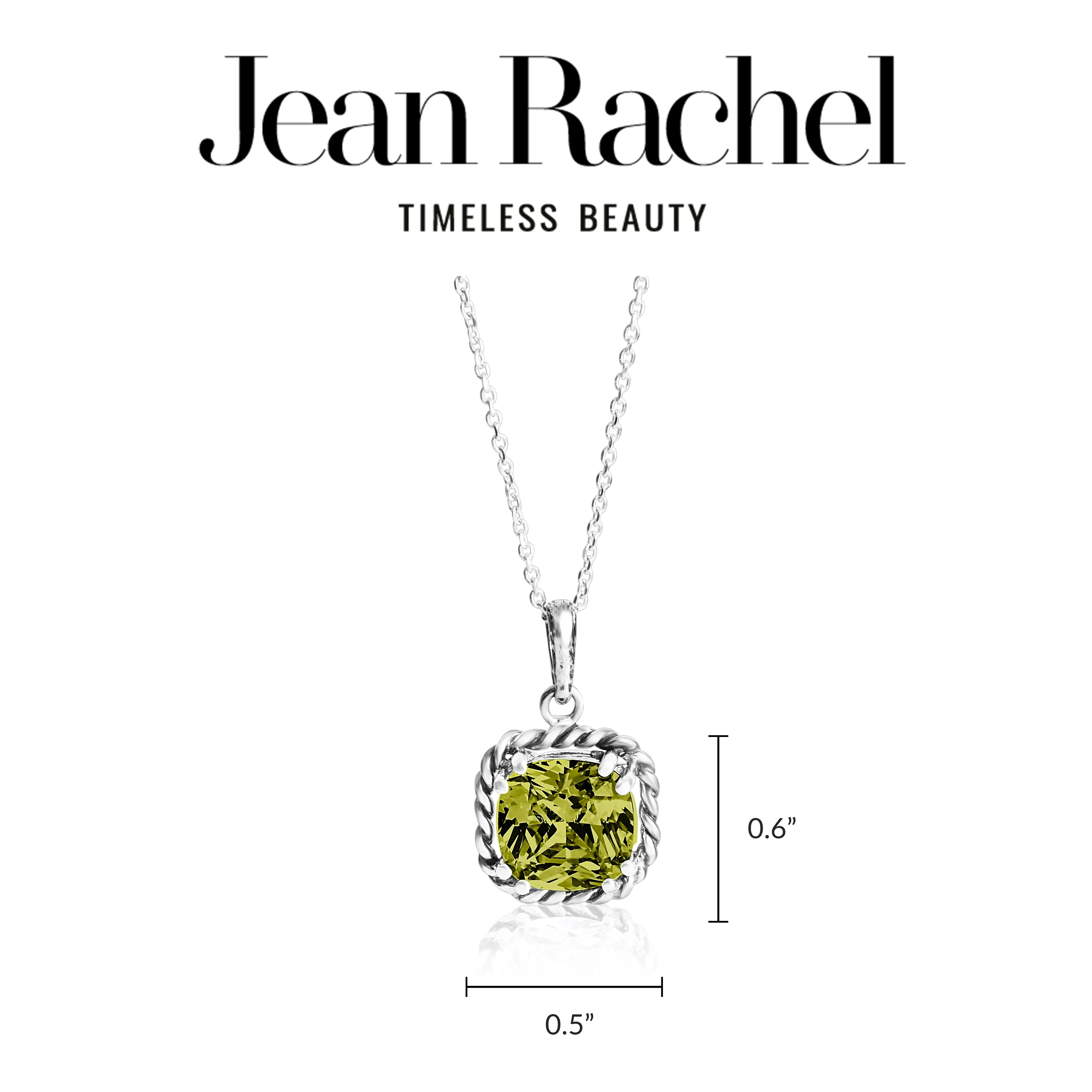 Sterling Silver Peridot CZ Rope Pendant Necklace
