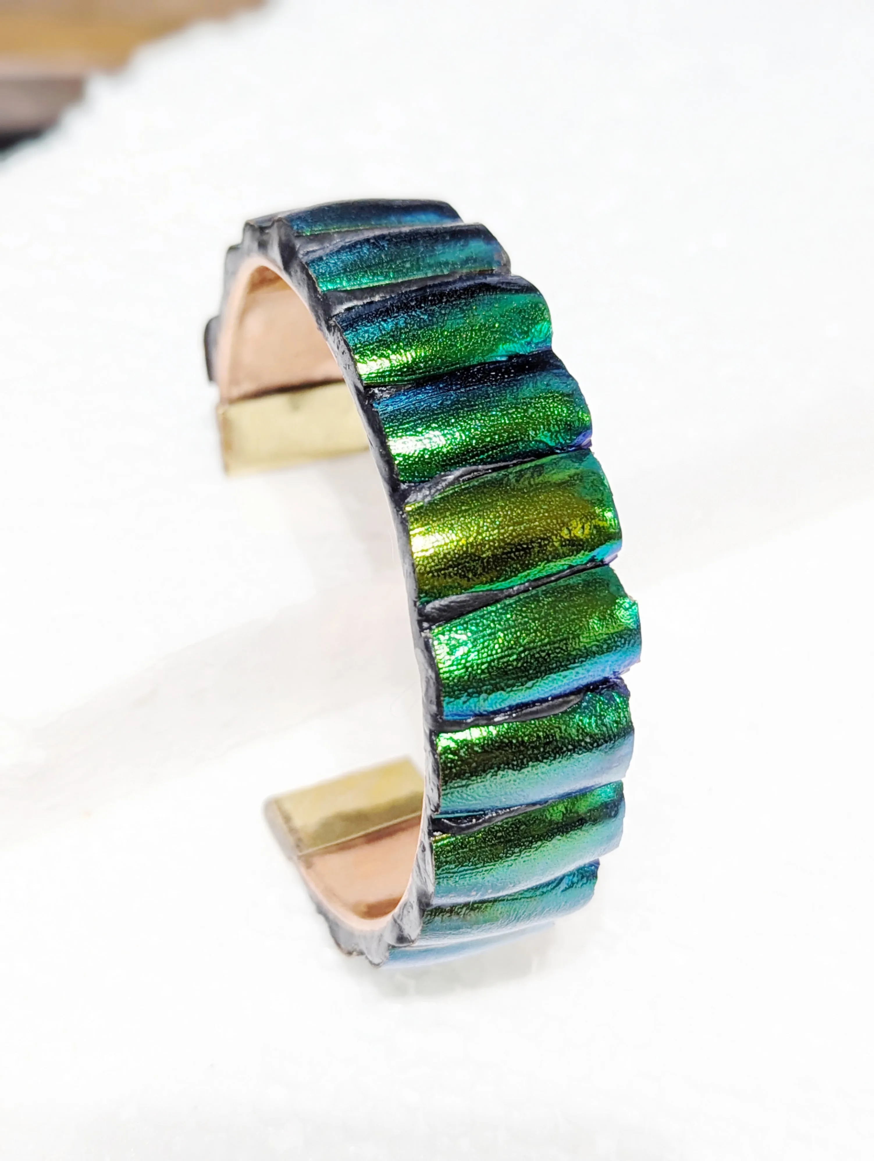 Stunning Green Beetle Wing Cuff Bracelet – Handcrafted by Sugar Gay Isber unisex