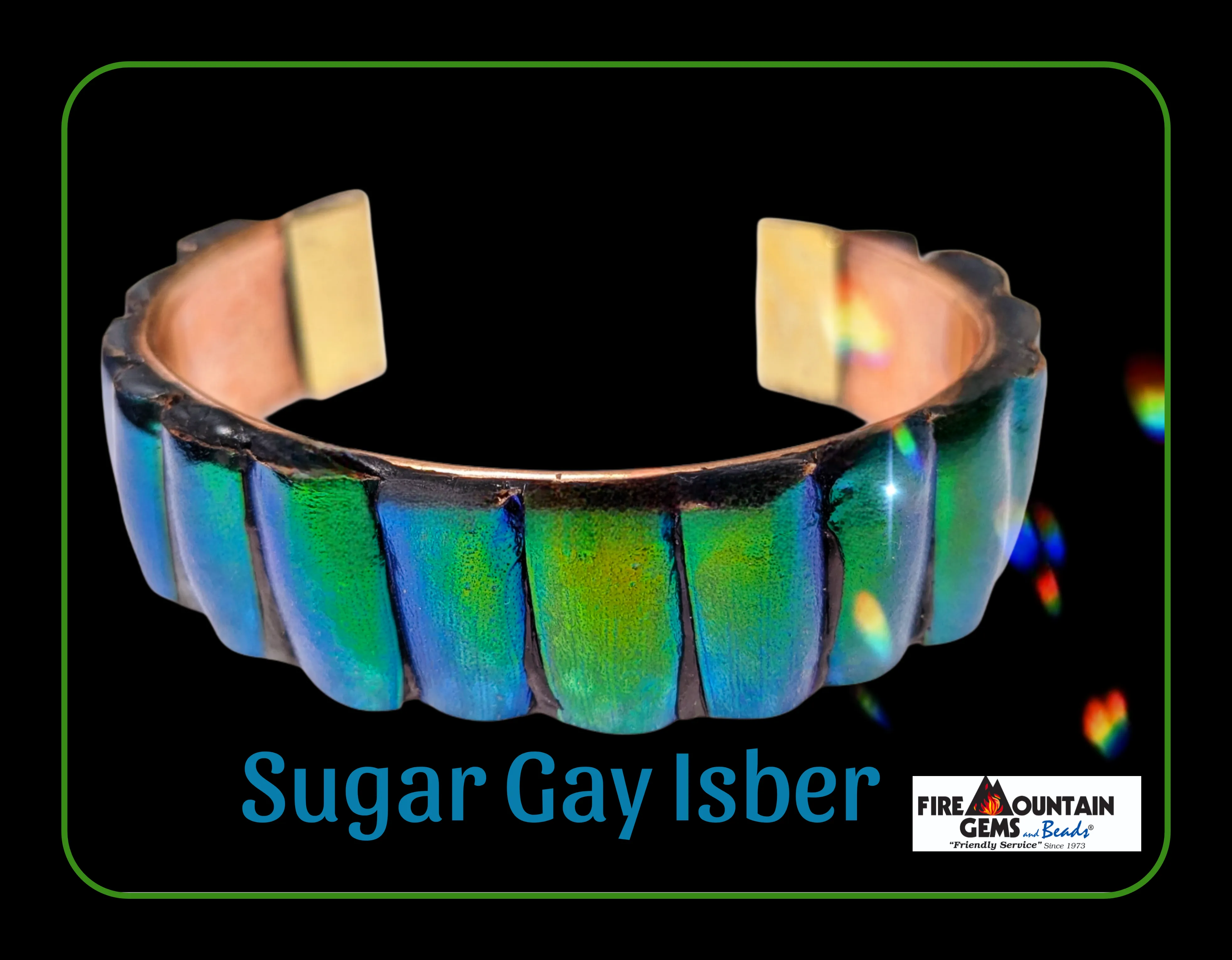 Stunning Green Beetle Wing Cuff Bracelet – Handcrafted by Sugar Gay Isber unisex