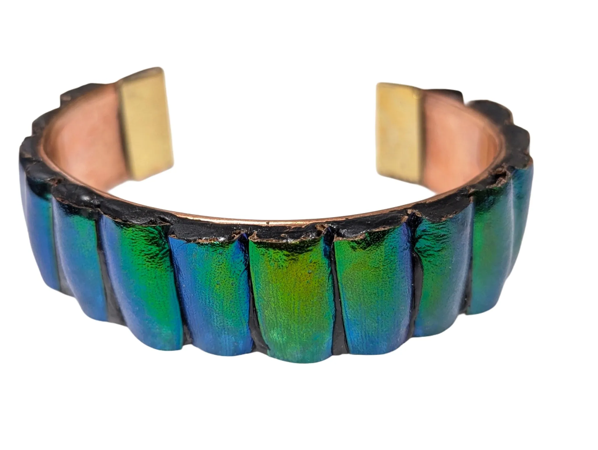 Stunning Green Beetle Wing Cuff Bracelet – Handcrafted by Sugar Gay Isber unisex
