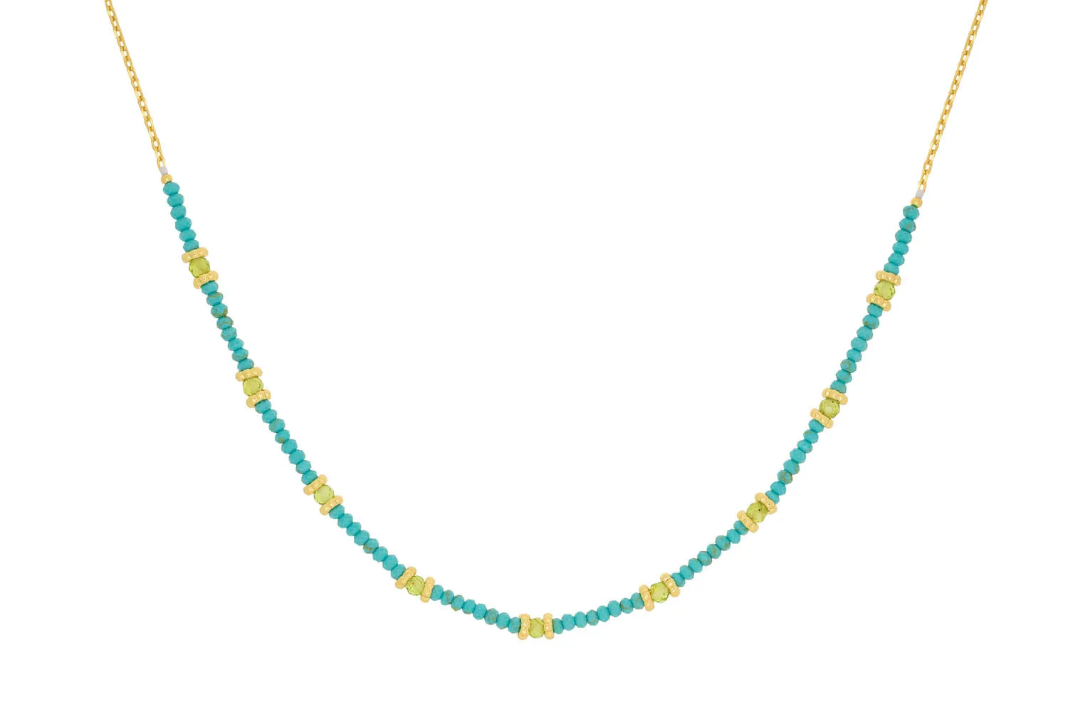 Syros Gold Peridot & Turquoise Bead Necklace
