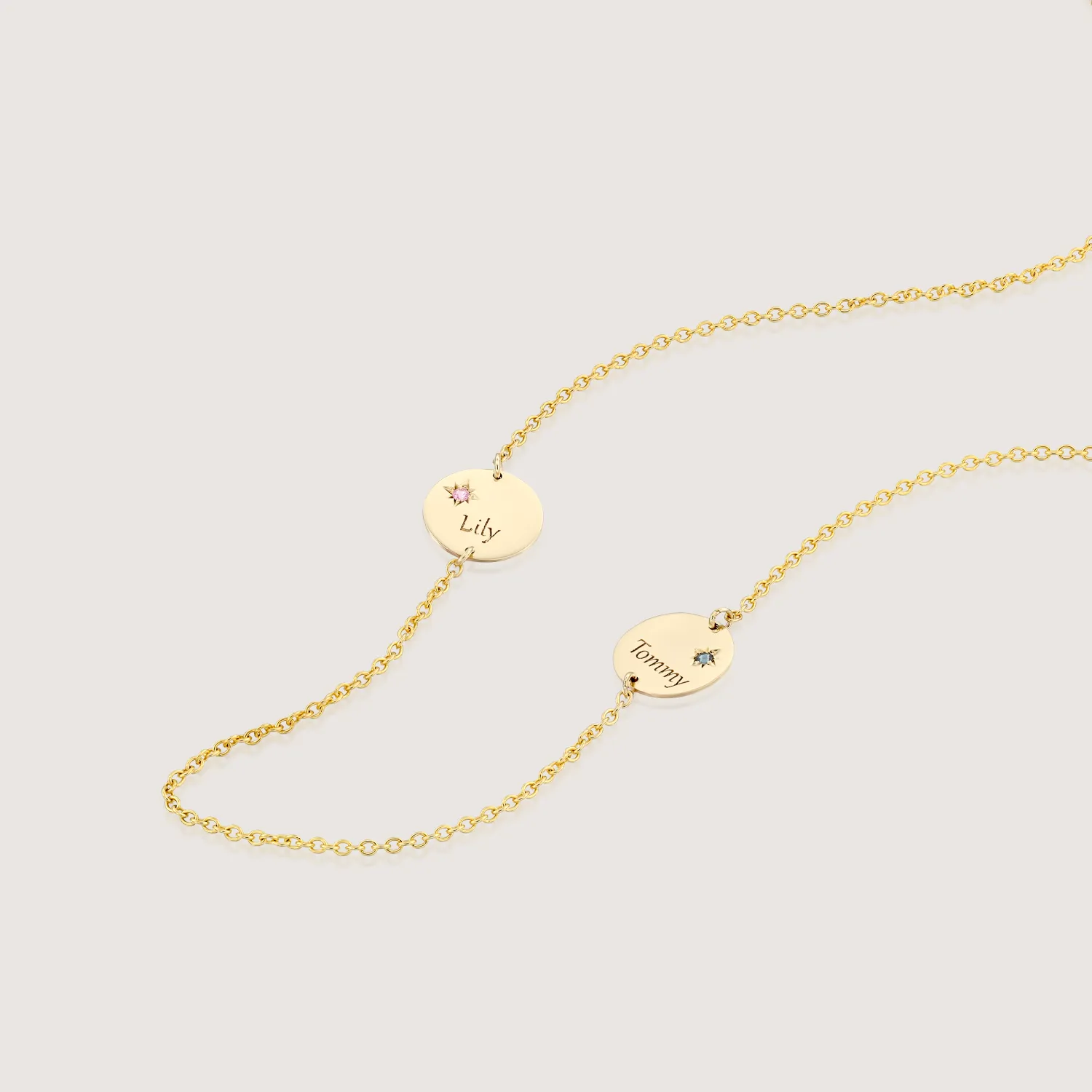 Two Chiara Gold Necklace with Star Setting & Engraving