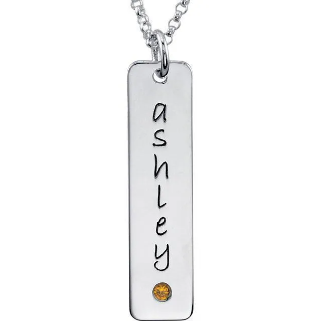 Vertical Name Pendant Necklace