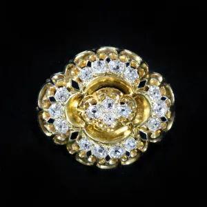 Victorian 18K Yellow Gold 1.25 Carat Old Mine Cut Diamond Brooch