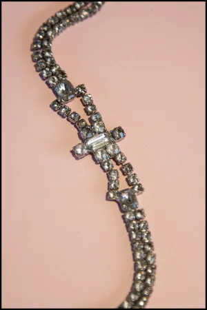 Vintage 1940s Art Deco Bow Rhinestone Bracelet