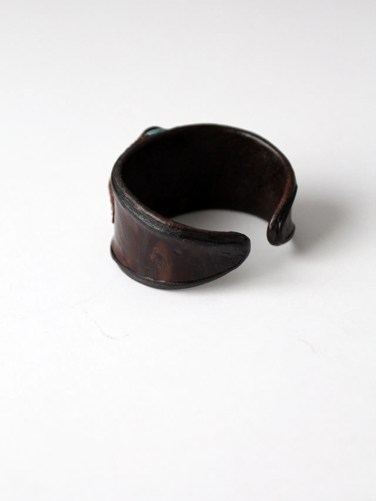 vintage leather cuff with stone