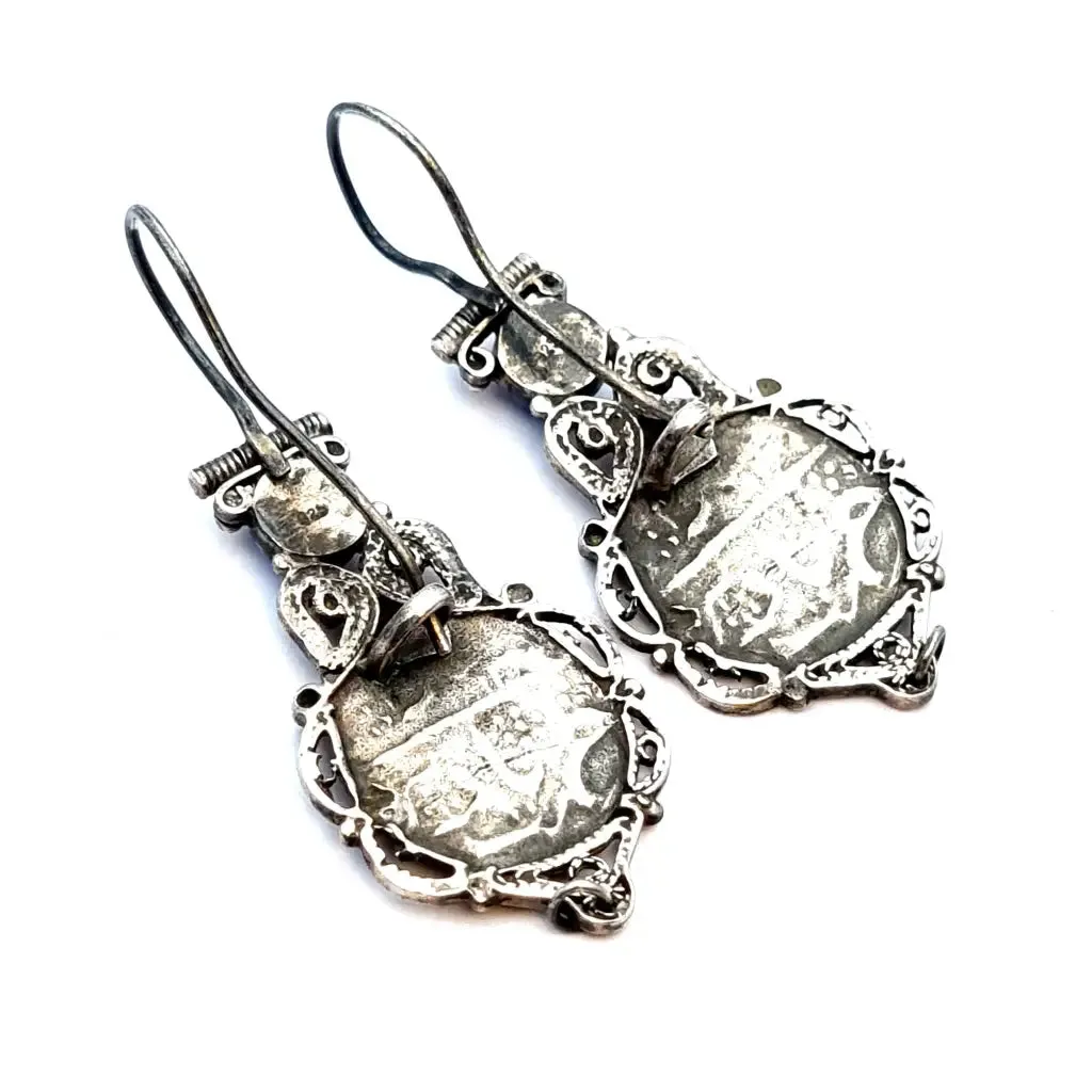 Vintage silver earrings, lapis lazuli earrings, vintage gifts.