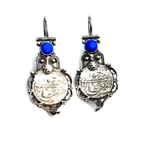 Vintage silver earrings, lapis lazuli earrings, vintage gifts.