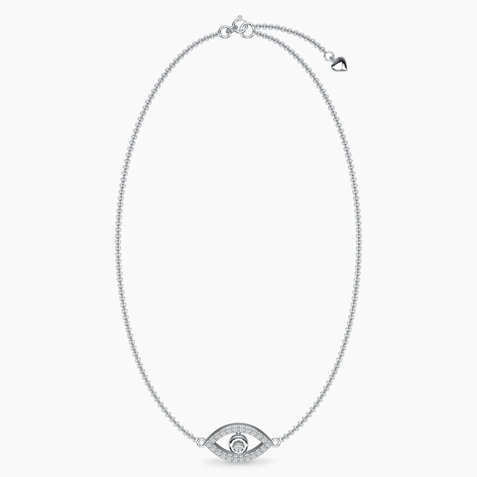 White Gold Evil Eye Diamond Pendant Neckalce