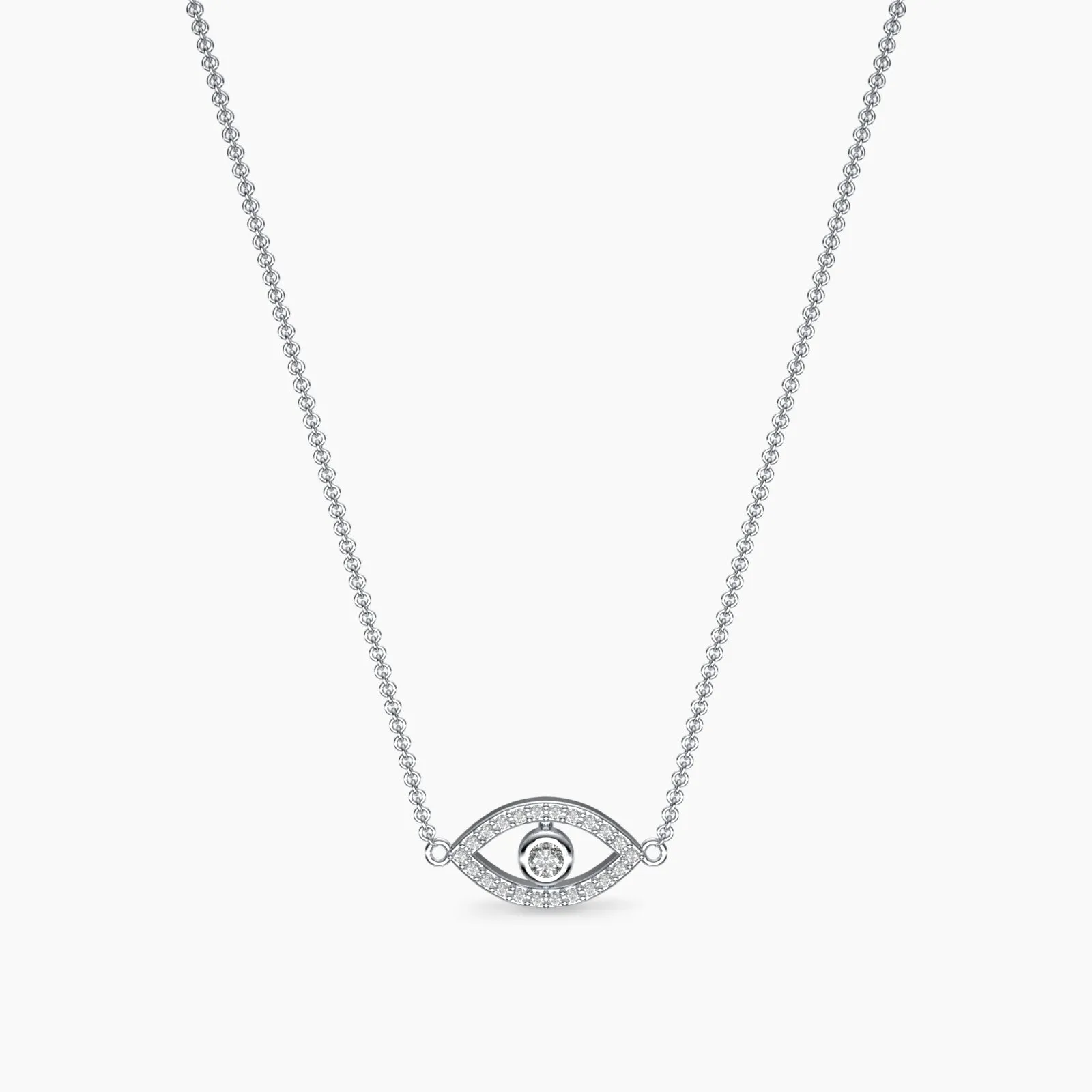 White Gold Evil Eye Diamond Pendant Neckalce