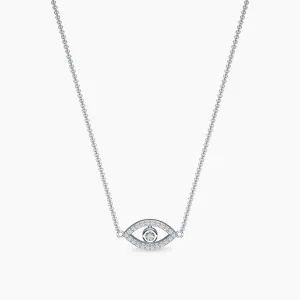 White Gold Evil Eye Diamond Pendant Neckalce