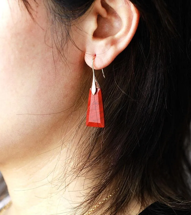 'Wiluray' Red Jasper Earrings - silver