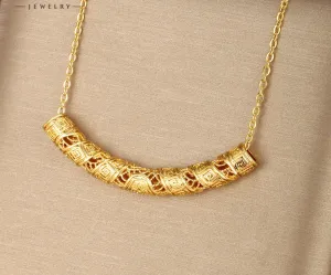 Women's necklace fashion retro ethnic style jewelry jewelry alloy ingot Wall pattern hollow tube pendant