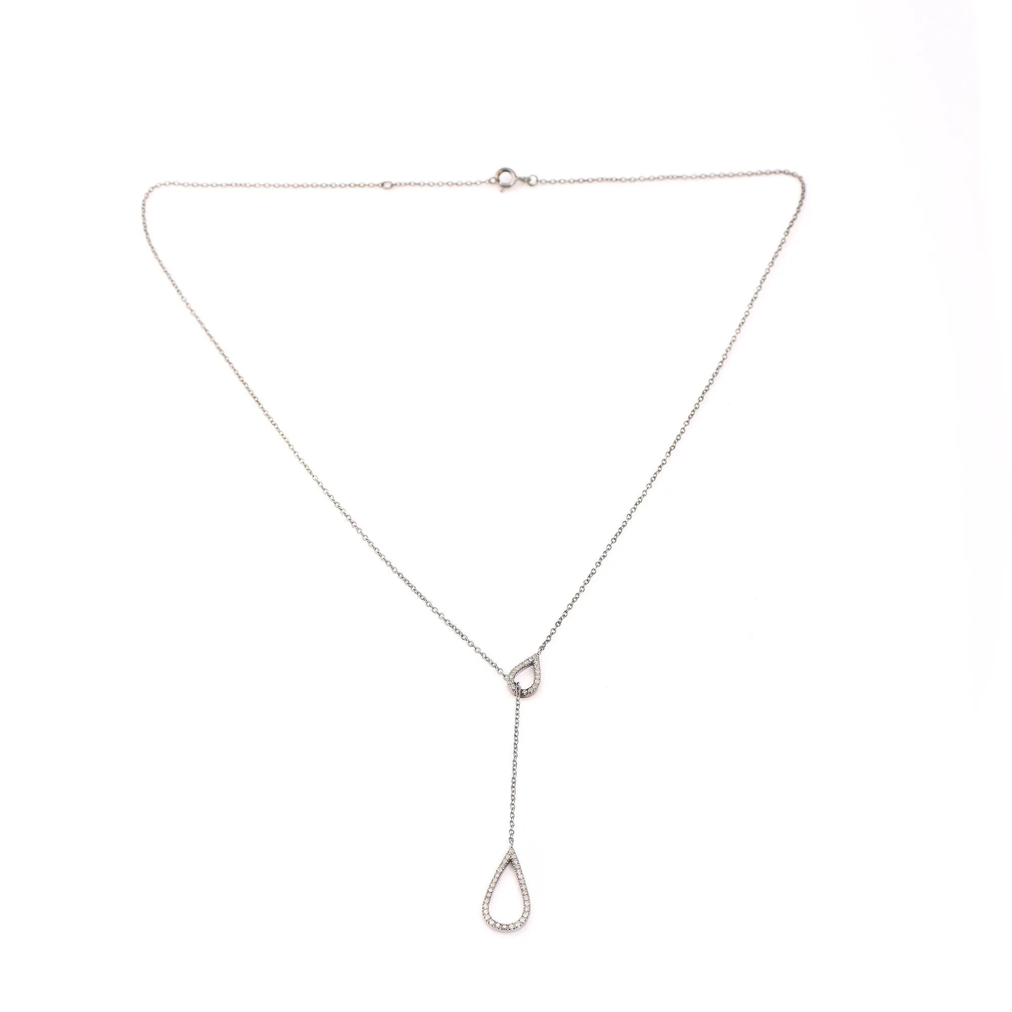 Y Lariat Teardrop Diamond Dainty Necklace