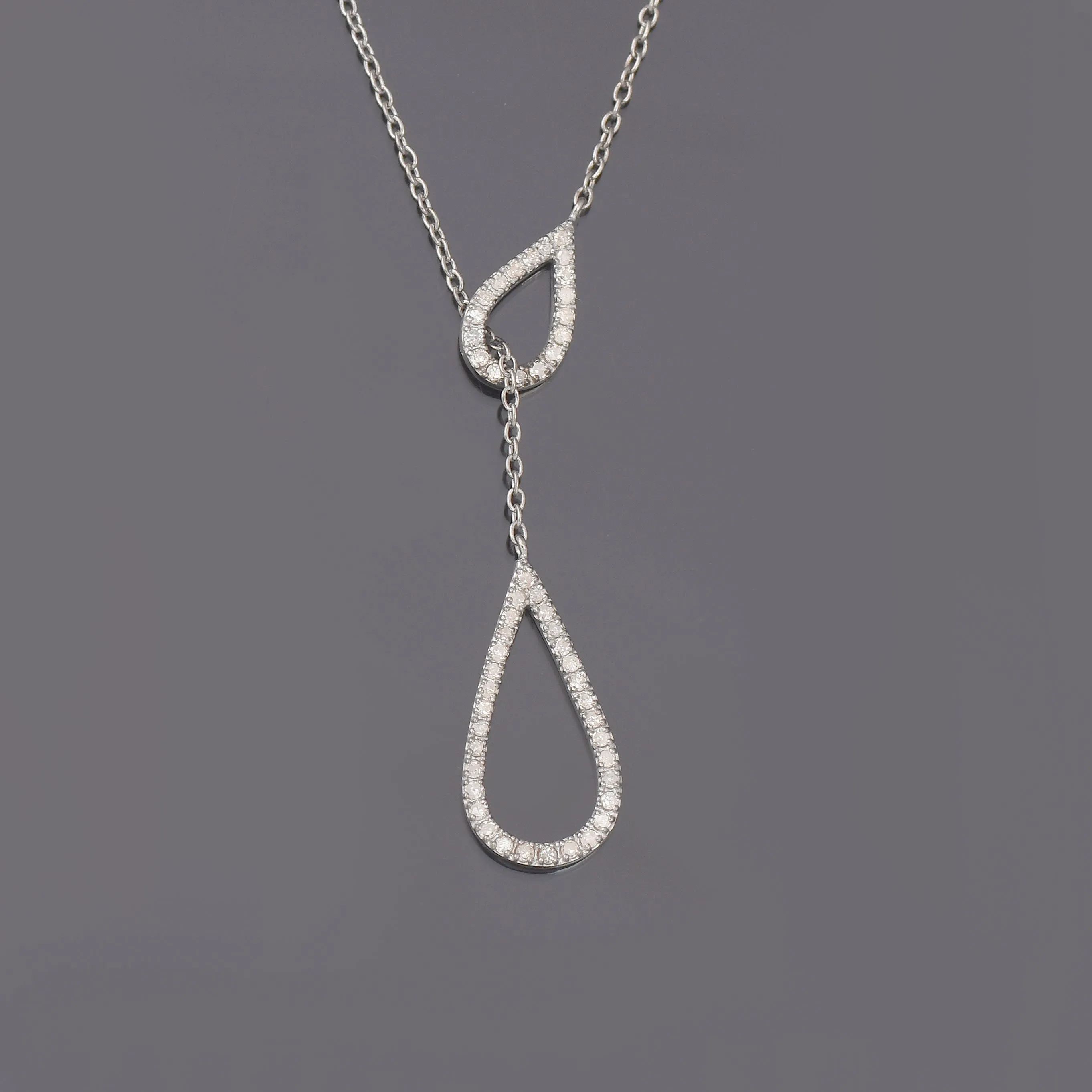 Y Lariat Teardrop Diamond Dainty Necklace