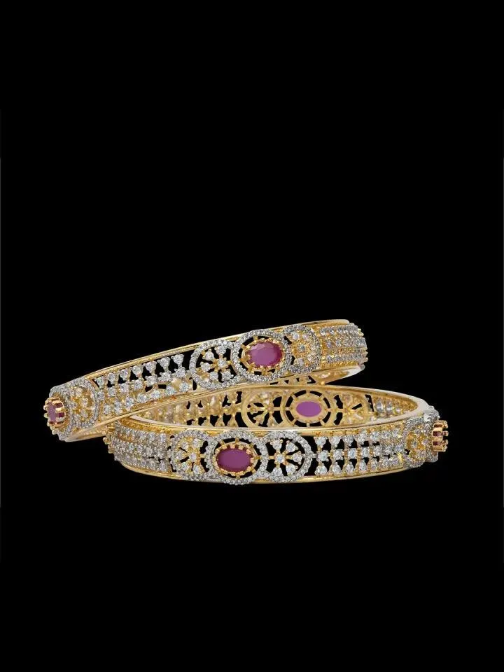 Zevarly Saloni Ruby Dazzling Two Tone Bangle